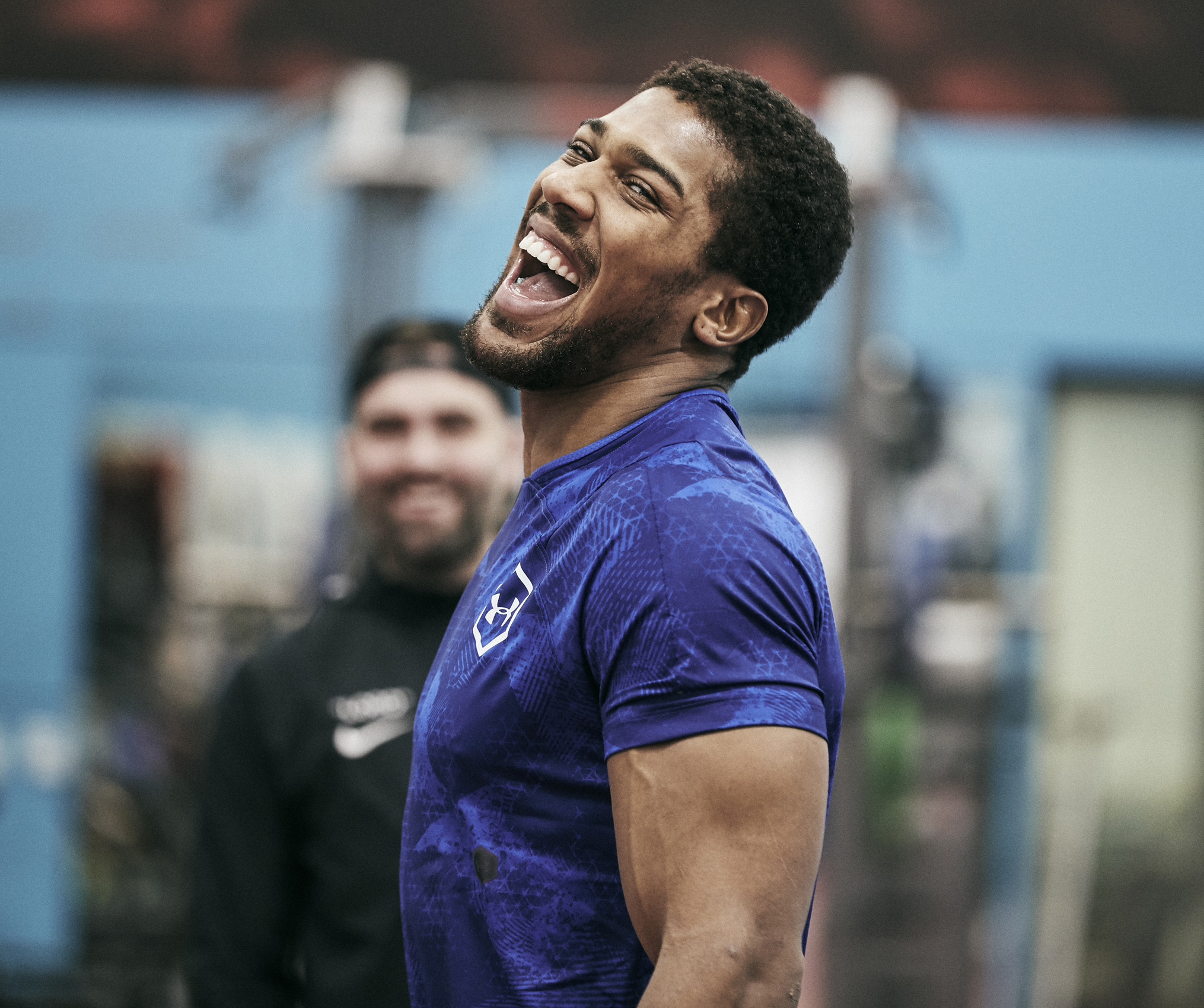Anthony Joshua Training Sheffield Under Armour Smiling Happy © Mark Robinson Photographer Matchrrom Boxing 2019.