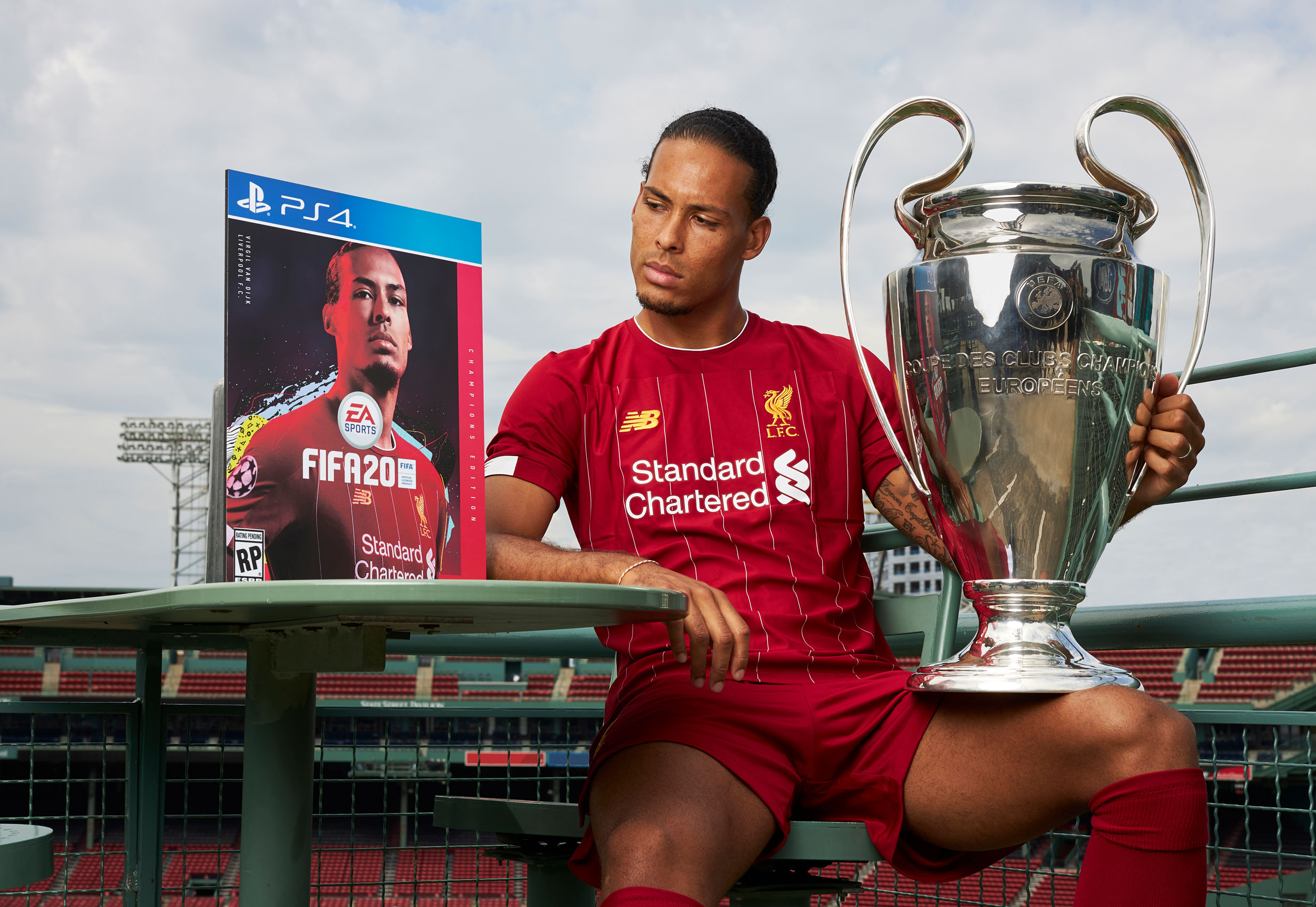 Virgil Van Dijk Liverpool UEFA Champions League European Cup Cover Reveal Boston Fenway Park © Mark Robinson Photographer EA Sports Fifa20