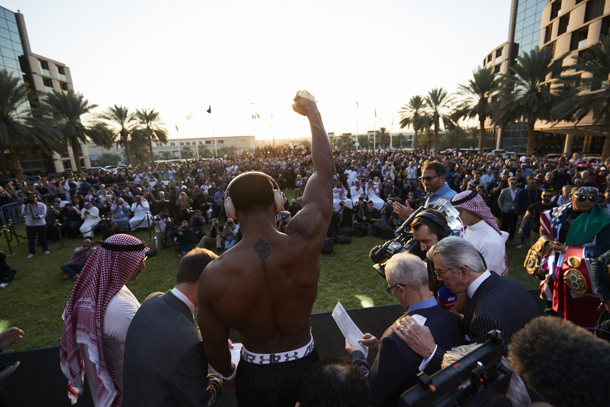 Anthony Joshua Andy Ruiz Jr Weigh In Fist uptown Crowd Saudi Arabia Rematch © Mark Robinson Photographer Matchrrom Boxing